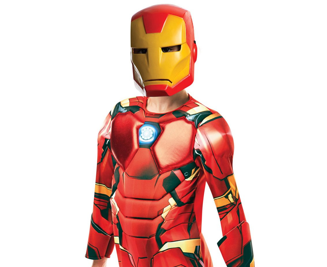 Includes: Iron Man padded jumpsuit with mask